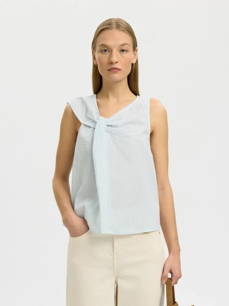 Selected Femme Hannah SL Twist Top Cashmere Blue/Stripes