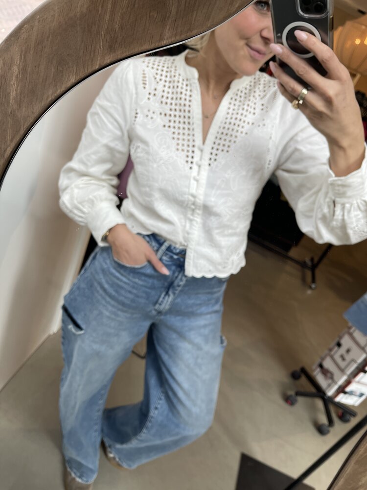 Rouge Edit Roumai L/S V-Neck Shirt Cloud Dancer