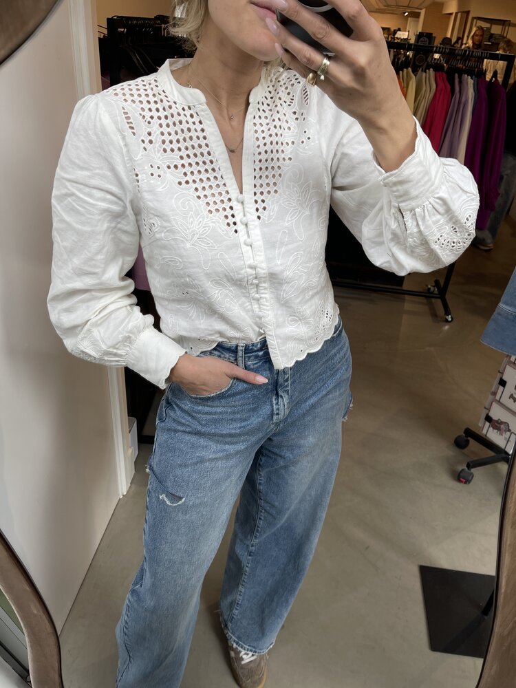 Rouge Edit Roumai L/S V-Neck Shirt Cloud Dancer