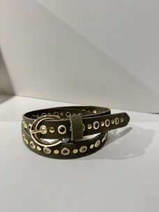 Elvy Suede Olive/Gold Studs