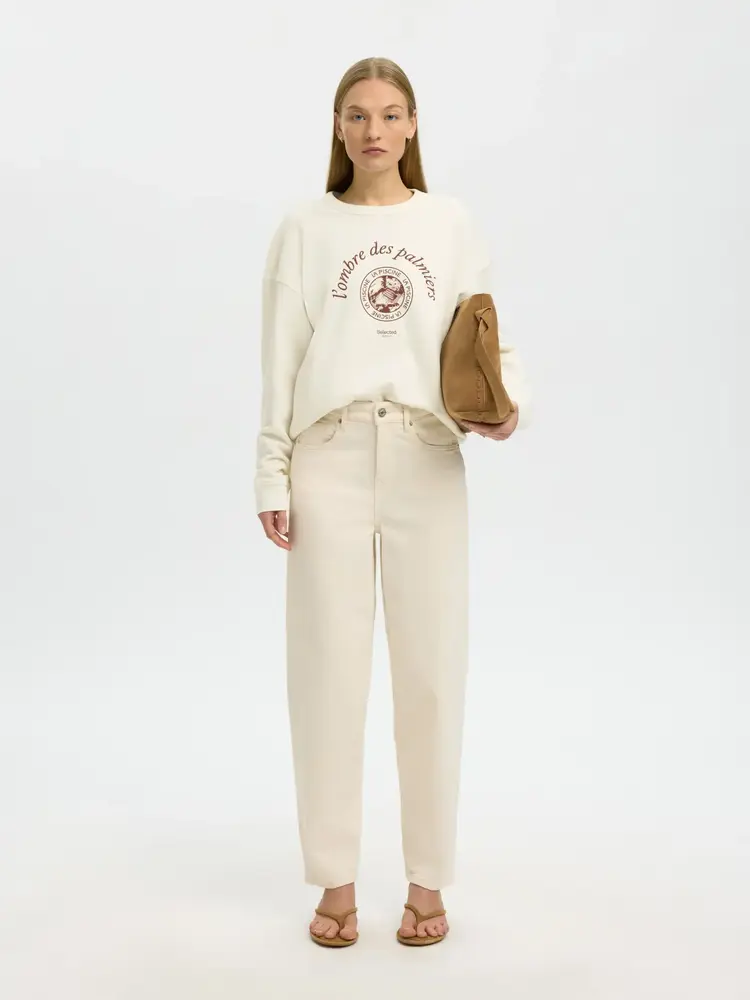 Selected Femme Elisa Ls Sweat Egret/Potters Clay