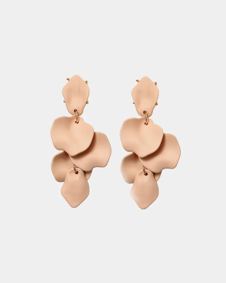 Bow19 Leaf Earrings Matt Beige Matt