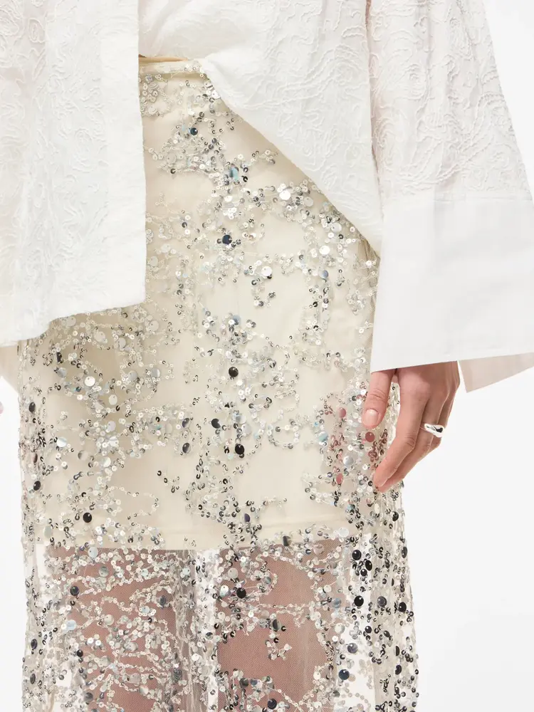 Rouge Edit Leona HW Ankle Skirt Silver/Sequins