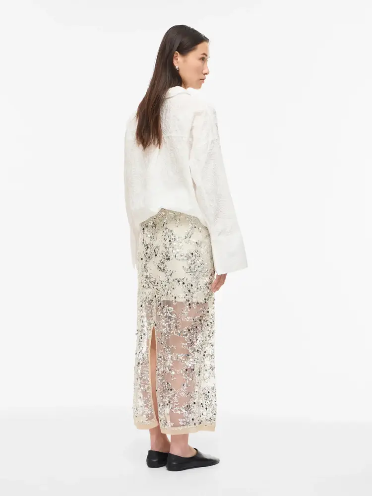 Rouge Edit Leona HW Ankle Skirt Silver/Sequins