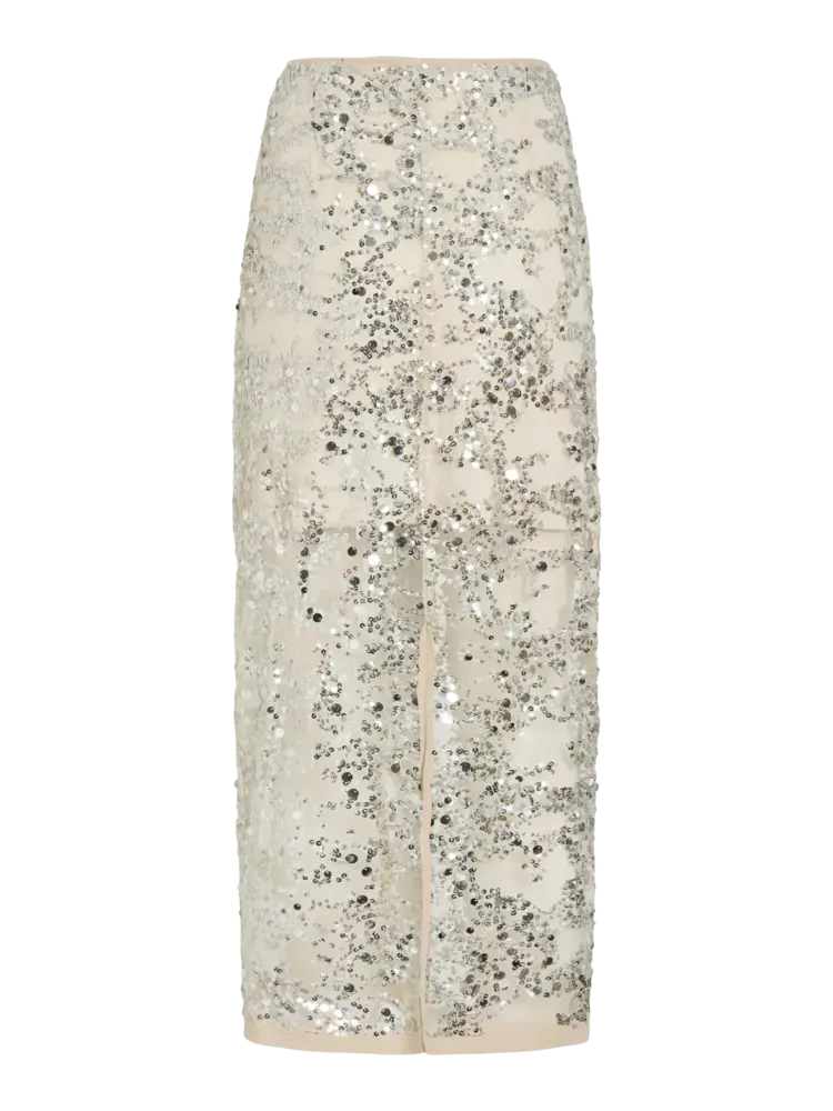 Rouge Edit Leona HW Ankle Skirt Silver/Sequins