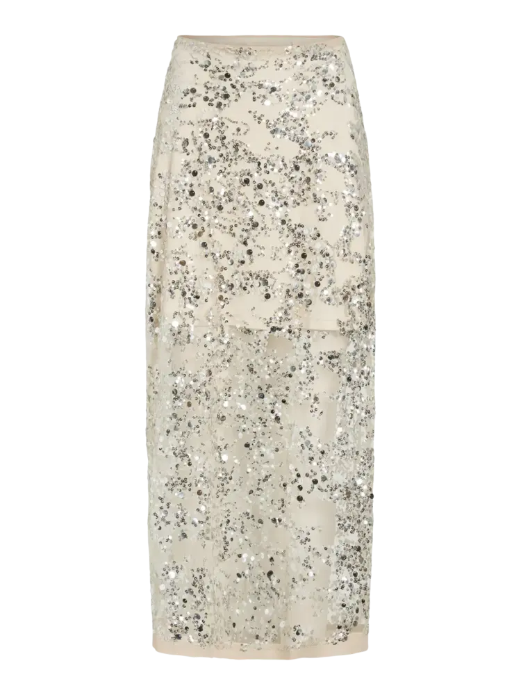 Rouge Edit Leona HW Ankle Skirt Silver/Sequins