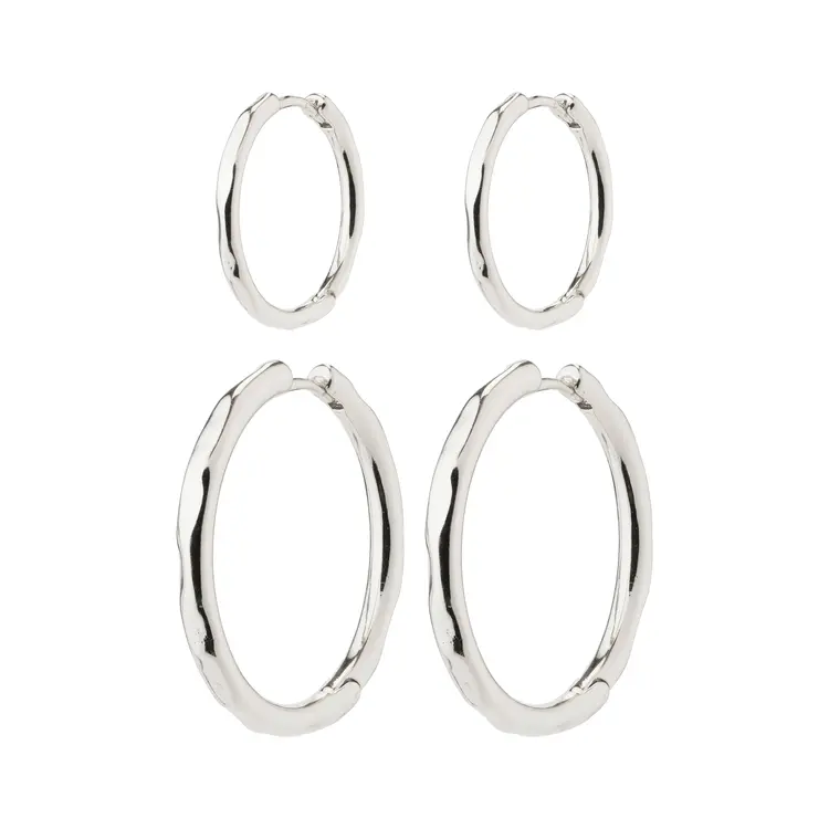 Pilgrim EVE Hoop Earrings 2-in-1 Set Silver-Plated