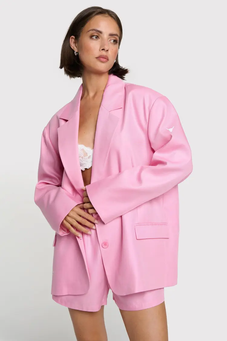 Alix The Label Ladies Woven Rich Oversized Blazer Soft Pink