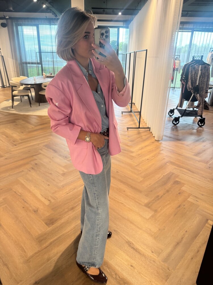 Alix The Label Ladies Woven Rich Oversized Blazer Soft Pink