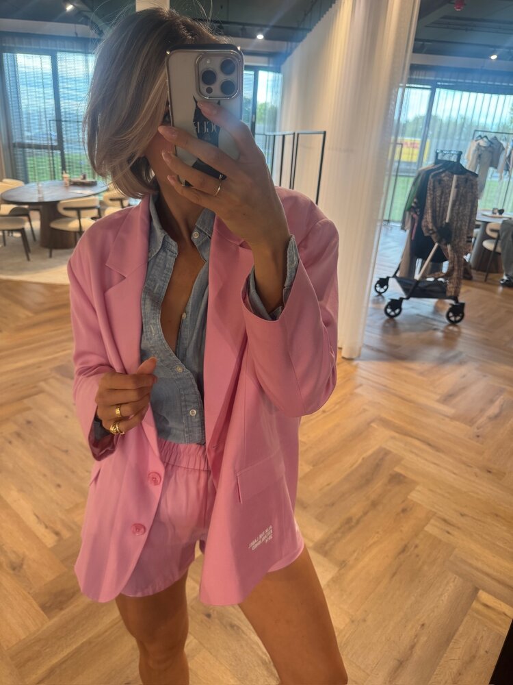 Alix The Label Ladies Woven Rich Oversized Blazer Soft Pink