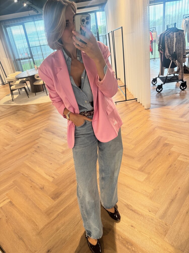 Alix The Label Ladies Woven Rich Oversized Blazer Soft Pink