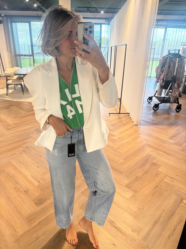 Alix The Label Ladies Wiven Oversized Twill Blazer Soft White