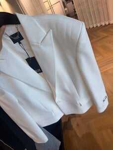 Alix The Label Ladies Wiven Oversized Twill Blazer Soft White