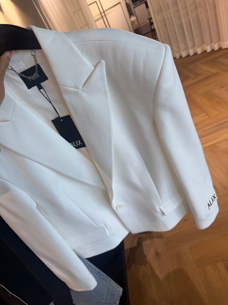 Alix The Label Ladies Wiven Oversized Twill Blazer Soft White