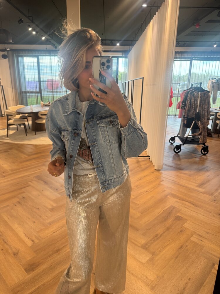 Alix The Label Ladies Knitted Eagle T-Shirt Light Grey Melange