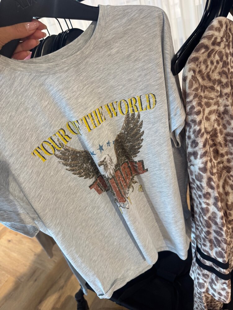 Alix The Label Ladies Knitted Eagle T-Shirt Light Grey Melange