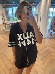 Alix The Label Ladies Woven Baseball Shirt Dress Black