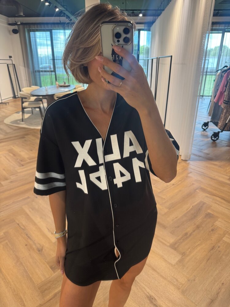 Alix The Label Ladies Woven Baseball Shirt Dress Black