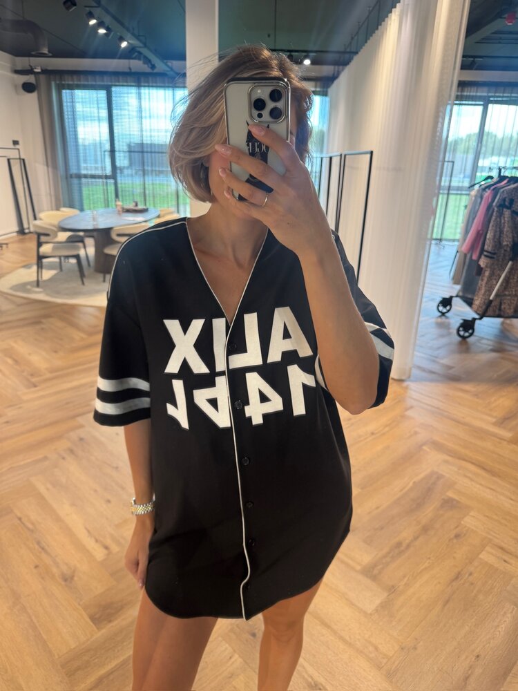 Alix The Label Ladies Woven Baseball Shirt Dress Black