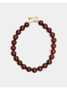Bow19 Bold Pearl Necklace Burgundy