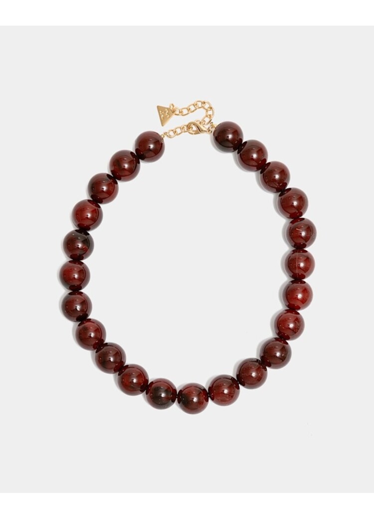 Bow19 Bold Pearl Necklace Burgundy