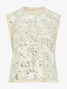 Rouge Edit Leona S/L O-Neck Top Silver/Sequis