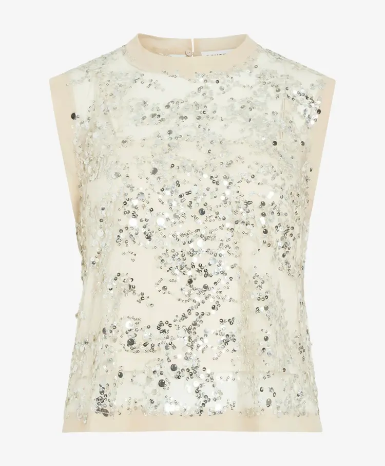 Rouge Edit Leona S/L O-Neck Top Silver/Sequis