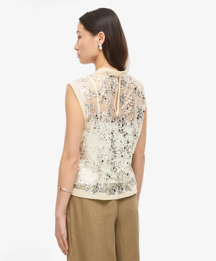 Rouge Edit Leona S/L O-Neck Top Silver/Sequis