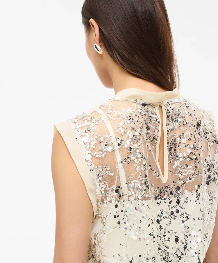 Rouge Edit Leona S/L O-Neck Top Silver/Sequis