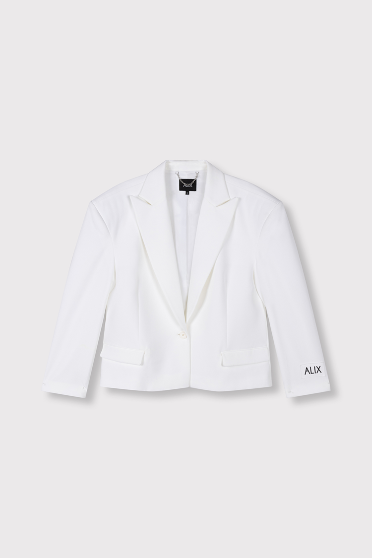Alix The Label Ladies Wiven Oversized Twill Blazer Soft White
