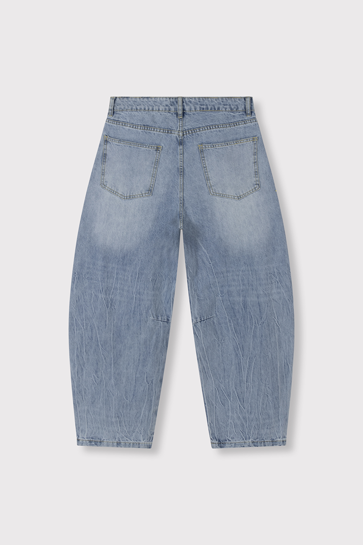 Alix The Label Ladies Woven Barrel Denim Pants Light Blue Denim