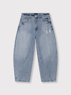 Alix The Label Ladies Woven Barrel Denim Pants Light Blue Denim