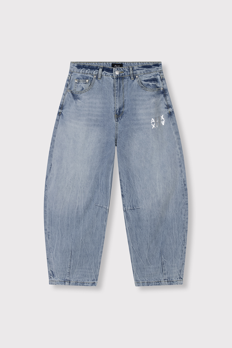 Alix The Label Ladies Woven Barrel Denim Pants Light Blue Denim