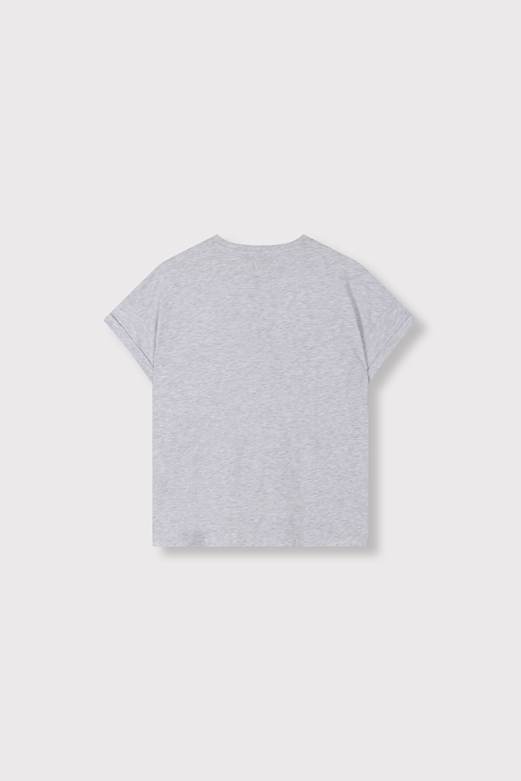 Alix The Label Ladies Knitted Eagle T-Shirt Light Grey Melange