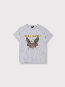 Alix The Label Ladies Knitted Eagle T-Shirt Light Grey Melange