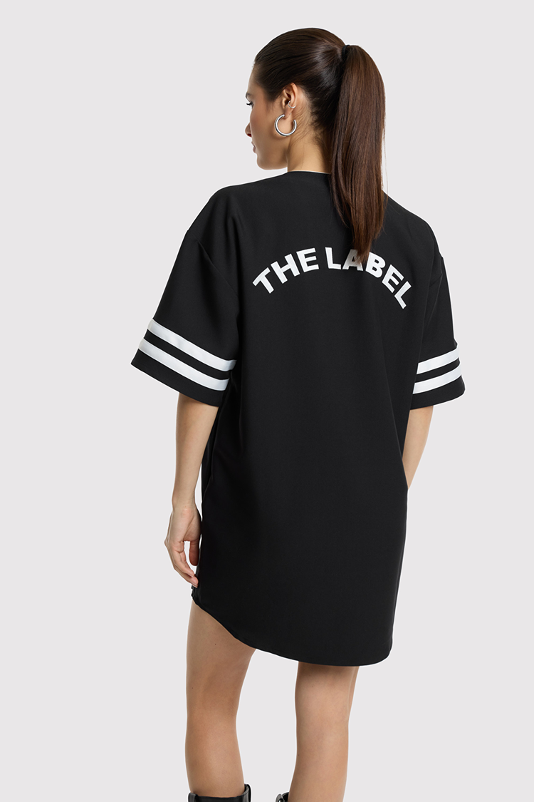 Alix The Label Ladies Woven Baseball Shirt Dress Black