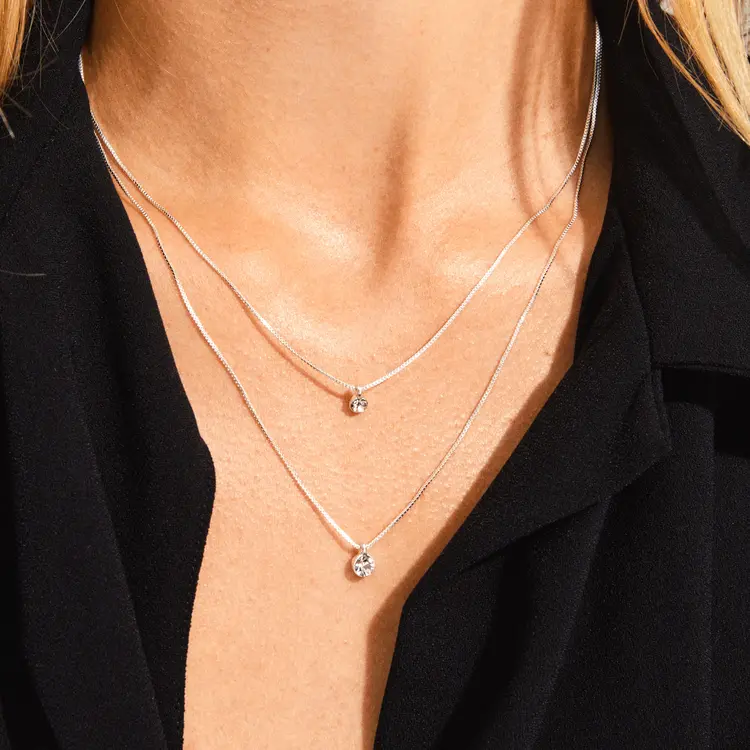 Pilgrim LUCIA 2-in-1 crystal necklace silver-plated