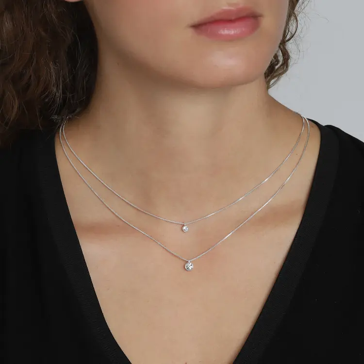 Pilgrim LUCIA 2-in-1 crystal necklace silver-plated