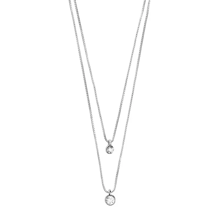 Pilgrim LUCIA 2-in-1 crystal necklace silver-plated