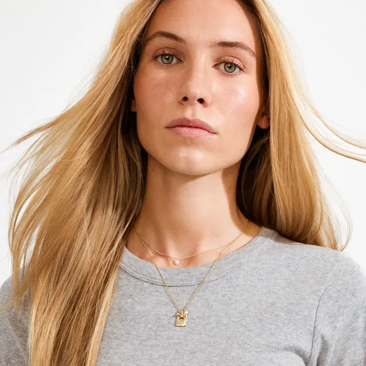 Pilgrim FIRE necklace 2-in-1 set, gold-plated