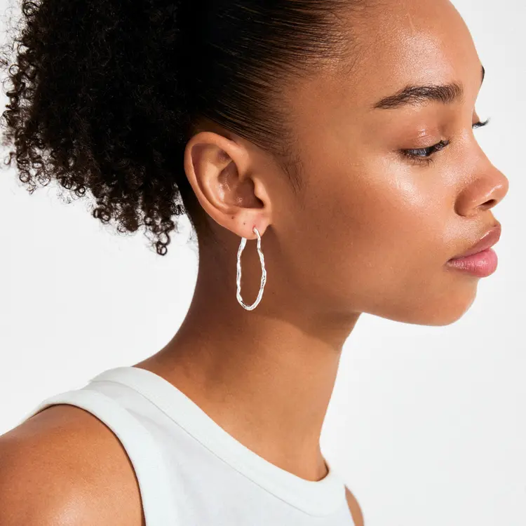 Pilgrim TIMBER Hoop Earrings Silver-Plated