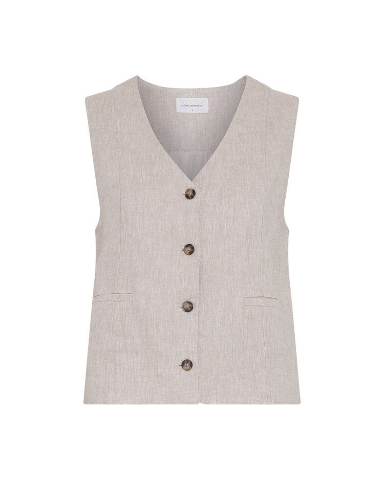 MSCH Viana Ginia V Neck Waistcoat Sand Melange