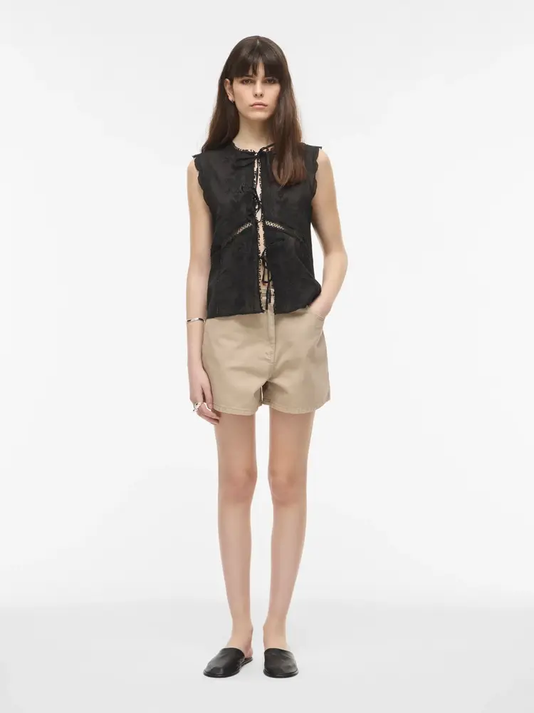 Rouge Edit Jolie Noma HW WF Denim Shorts Feather Gray
