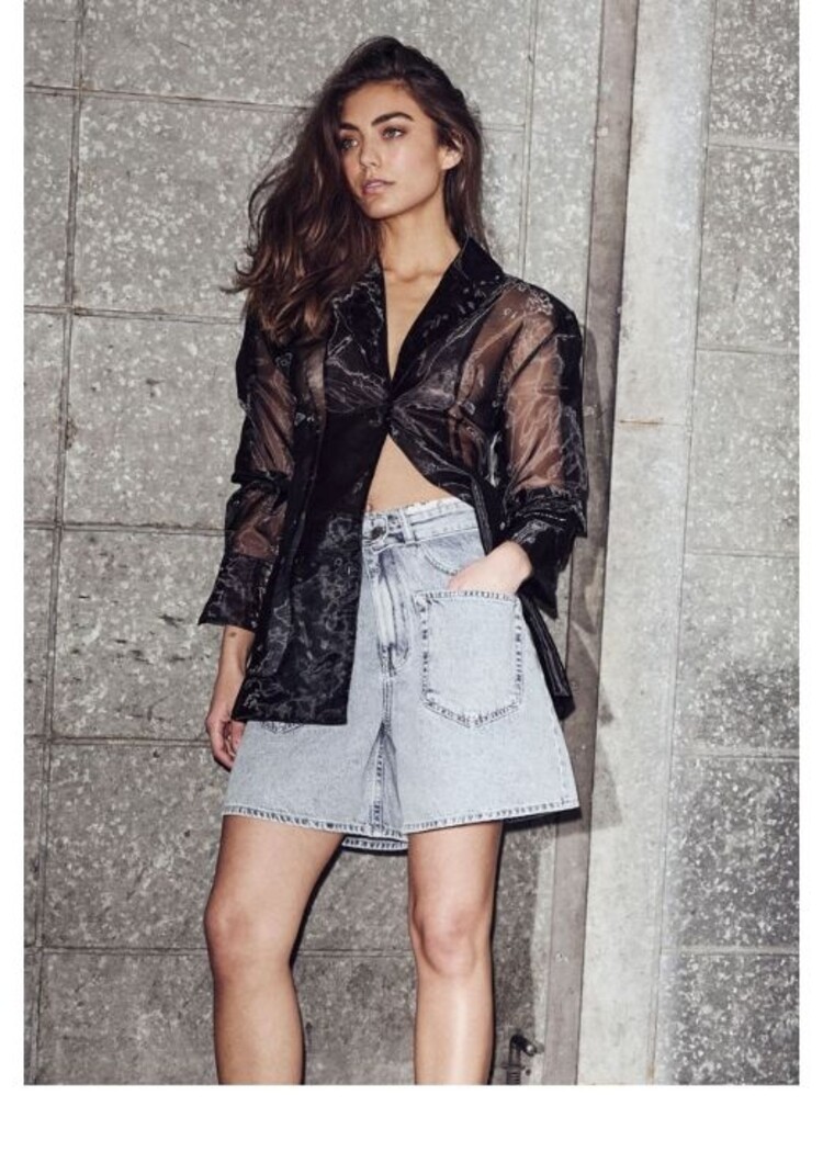 Haute L'Amitié Flip Waist Shorts Bleached Denim