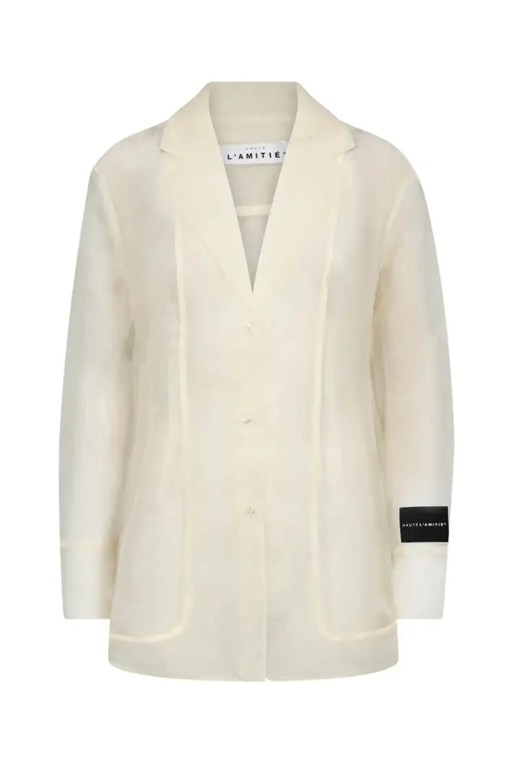 Haute L'Amitié Ring Organza Blazer Shirt Pale Yellow