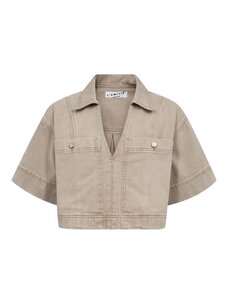 Haute L'Amitié Drew Denim Top Khaki