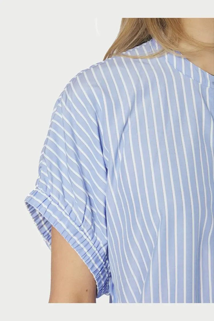 Neo Noir Englana Stripe Blouse Light Blue