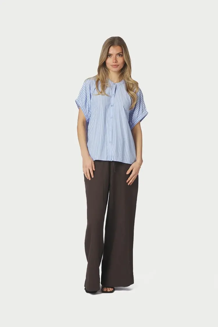 Neo Noir Englana Stripe Blouse Light Blue