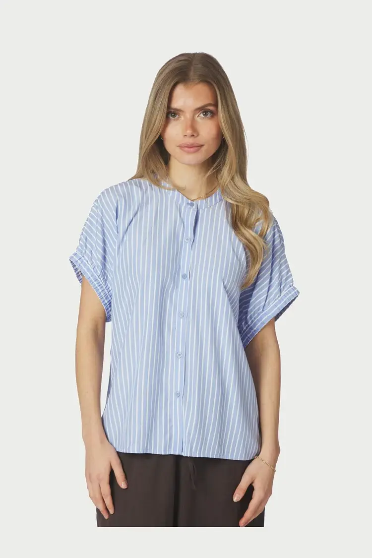 Neo Noir Englana Stripe Blouse Light Blue