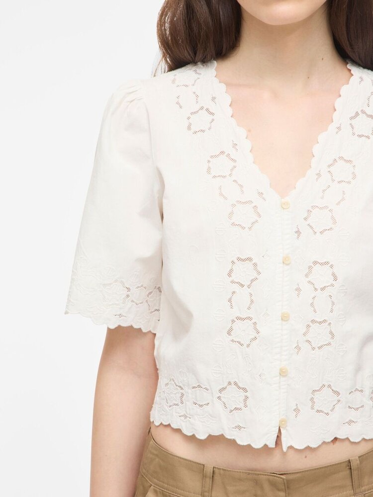 Rouge Edit Uamory 2/4 V-Neck Top/1 Cloud Dancer